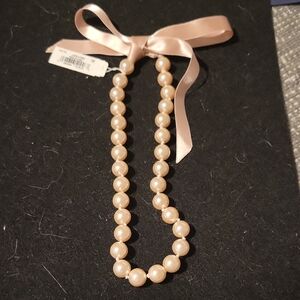 Liz Claiborne Blush Pearl Fashion Necklace with Satin Ribbon